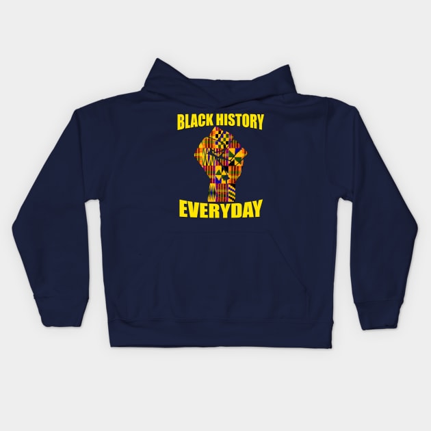 Black History Everyday Kente Pattern Melanin Pride T-Shirt Kids Hoodie by Merchweaver